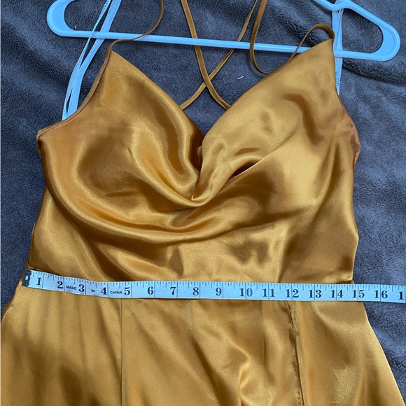 Galina Signature Cowl Neck Spaghetti Strap Dress in Marigold GS290035 - Picture 7 of 10